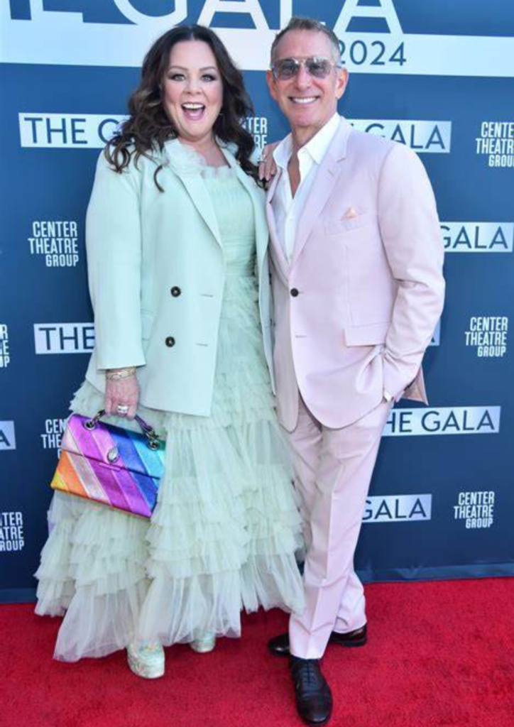 Melissa McCarthy Attends Theater Benefit Gala in Pastels and Tulle with Adam Shankman